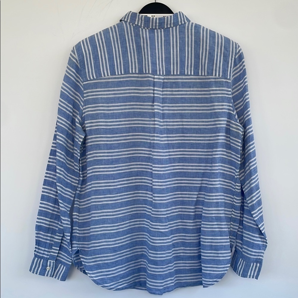 Boden Women’s Blue and White Striped Casual Linen Shirt Size 12 - Picture 8 of 14